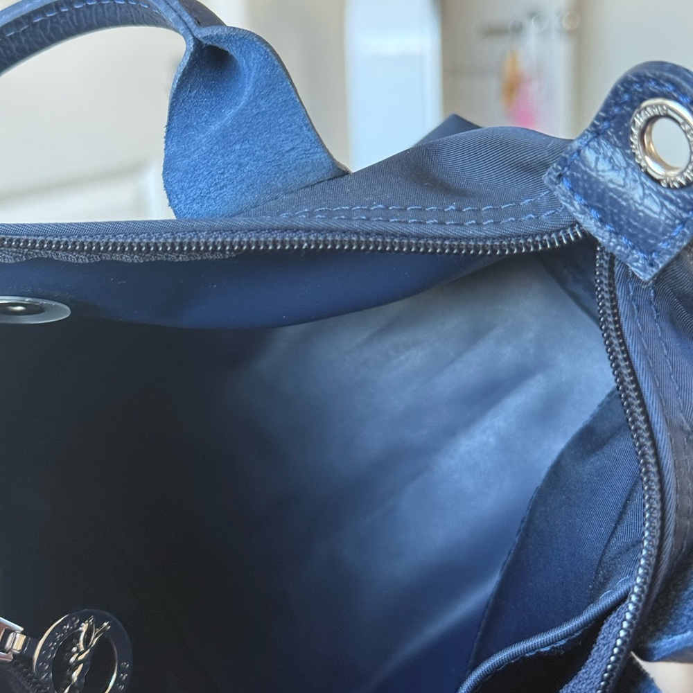 Longchamp Navy Mini Le Pliage Top-Handle Bag with Tricolor Horse Motif - Picture 7 of 11
